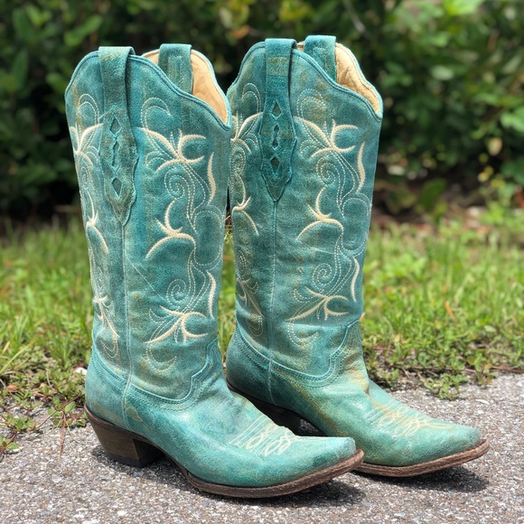 Corral | Western Turquoise Pointed Toe Boots - Picture 7 of 7